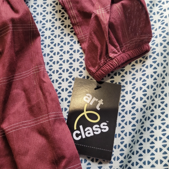 NWT Art Class Toddler Girl 3T Dark Burgundy Maroon Fall Dress - Picture 2 of 6